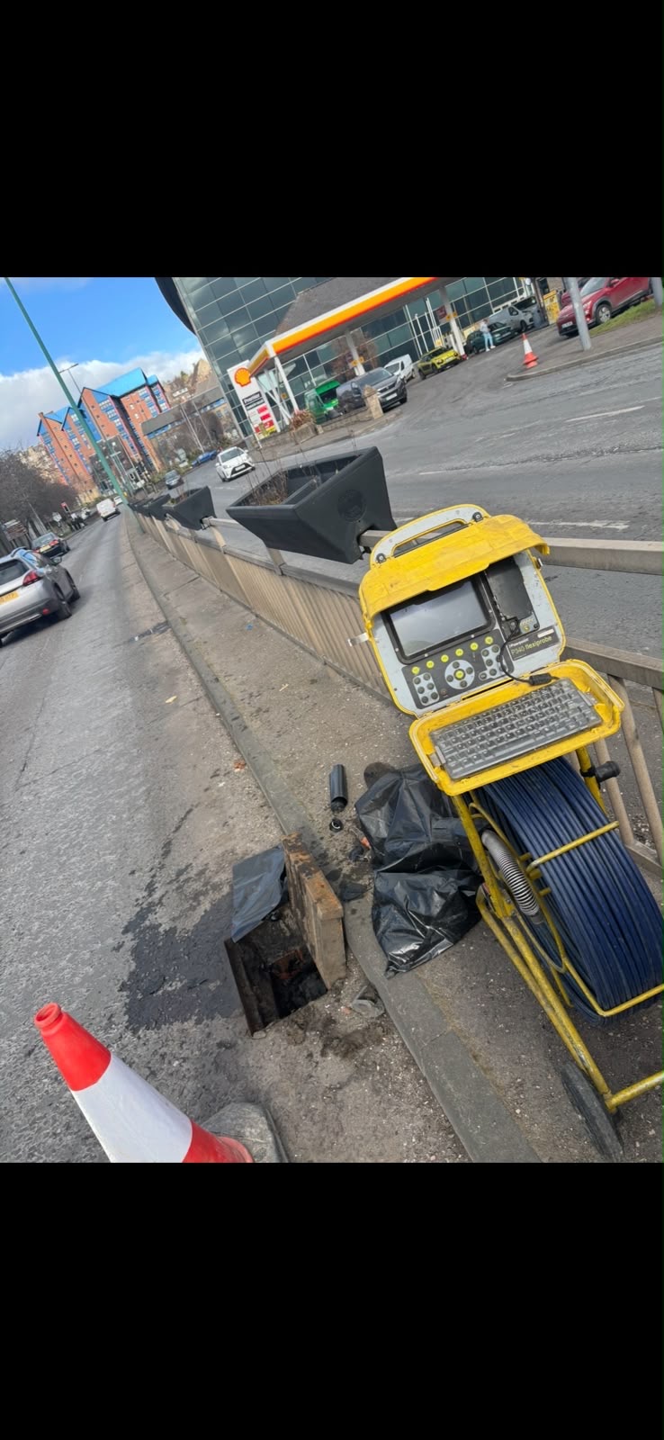 Advanced CCTV drain camera inspection system in use